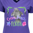 thumbnail image 4 of Inktastic Cocoa Beach Florida Cute Swimming Manatee Women's V-Neck T-Shirt, 4 of 5