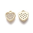 thumbnail image 2 of Brass Micro Pave Clear Cubic Zirconia Charms Nickel Free Heart Real 18K Gold Plated 7.5x7x1.5mm Hole: 0.9mm, 2 of 2