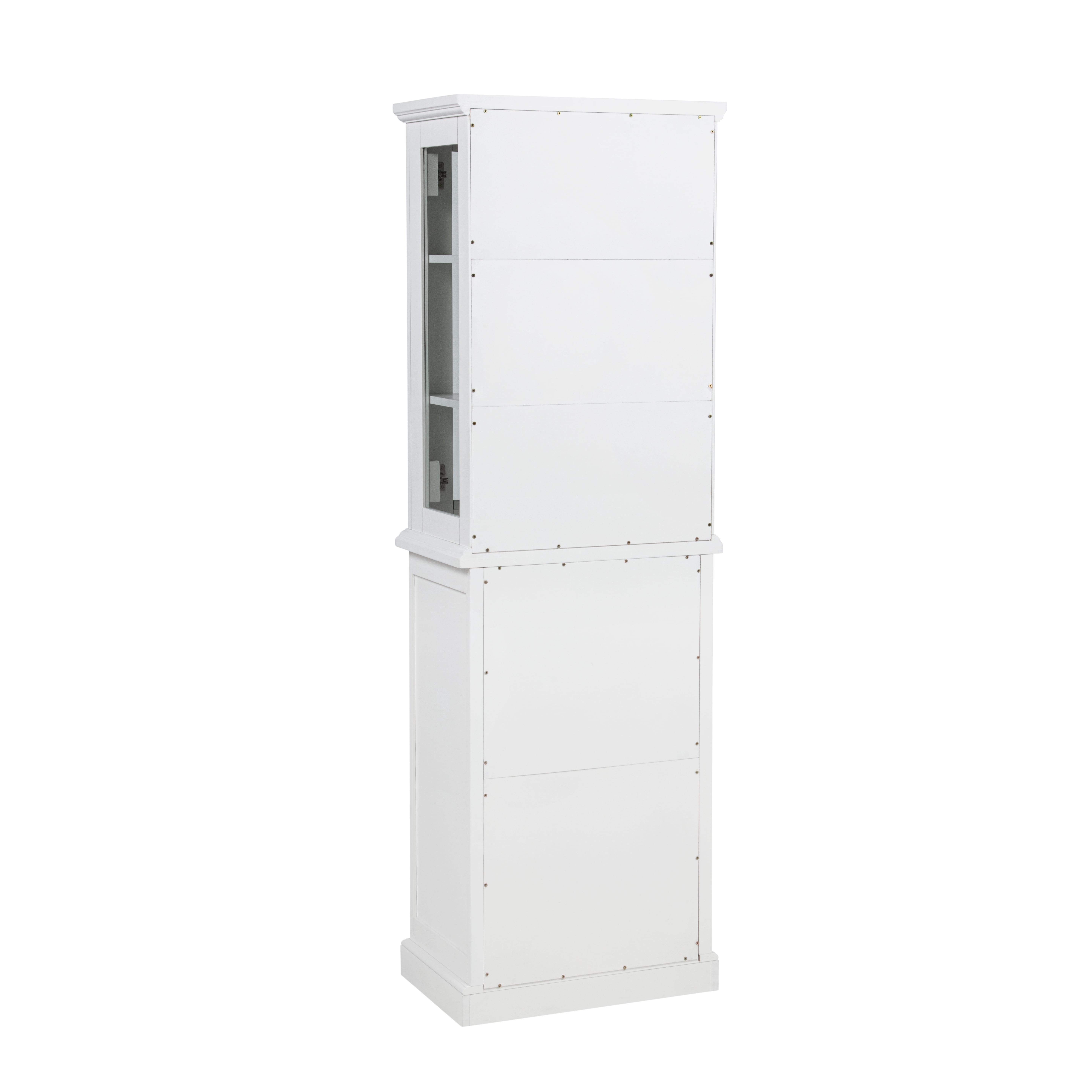 Linon Serenity Tall Two Door Bathroom Cabinet with Shelves, White