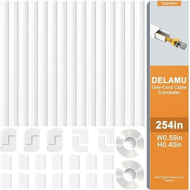 Delamu 254" Cord Hider, TV Wire Cover for Wall, White