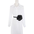 thumbnail image 5 of Women's Flower Waist PU Leather Belt Boho Skinny Rope Floral Dress Belt Black One Size, 5 of 6