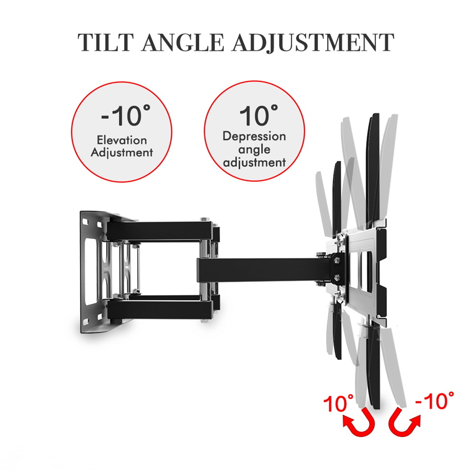 Full Motion TV Wall Mount for 32 to 70 Inch TVs Heavy Duty Double Swing Arm Articulating Bracket Tilt Swivel Extend Max Load 110 Lbs VESA 600x400 Large Base for Living Room Home Theater Gaming Setup