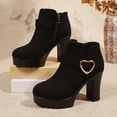 thumbnail image 6 of Taqqpue Boots for Women Ankle Booties Women's Heel Ankle Boots With Metal Heart Embellishment Plus Size Winter Style Comfortable Height-Increasing Thick-Soled Short Boots Women' for Women, 6 of 8
