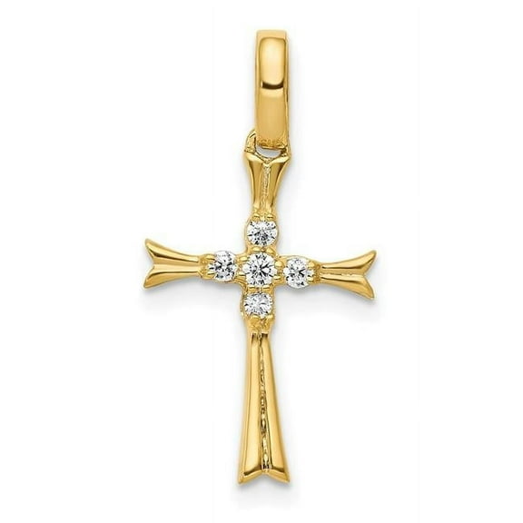 Finest Gold 14K Yellow Gold 0.066CT Diamond Cross Pendant