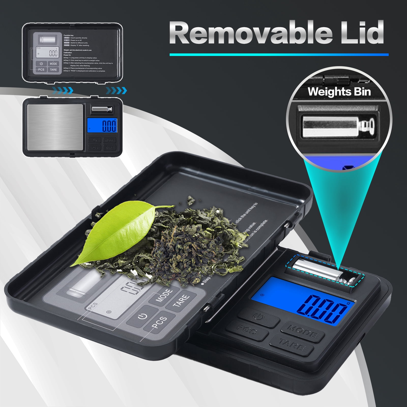 JELLOO Digital Pocket Scale, 500g/0.01g High Precision Portable Jewelry Scale, Mini Gram Scale for Jewelry, Coffee, Herb, Ideal Kitchen Food Scale with Back-Lit LCD Display