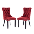 thumbnail image 5 of Hassch 2 Pack Upholstered Chairs, Velvet Dining Chair with Wood Legs for Home, Easy Assembly, Wine Red & Black, 5 of 10
