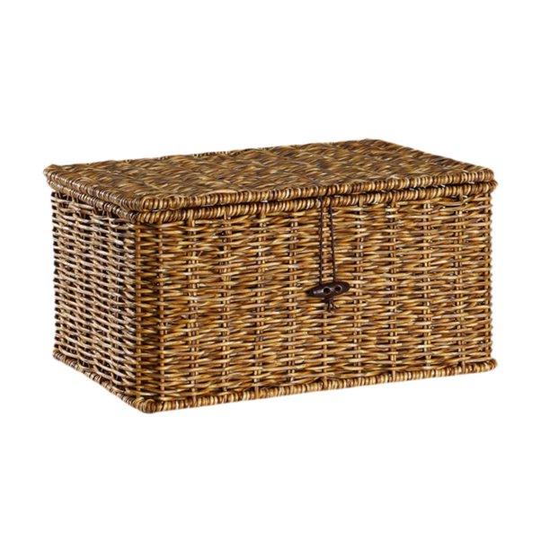 Cesta de almacenamiento con tapa, cesta de almacenamiento para el hogar, imitación tejida, multiusos, práctica 29 cm x 21 cm x 15 cm