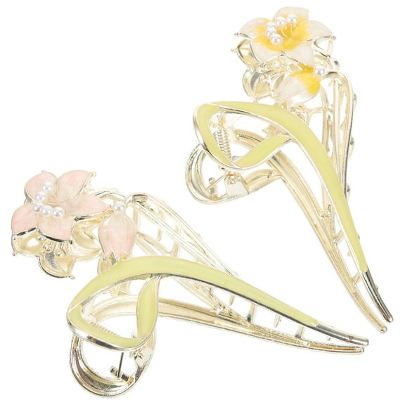 Soimiss 2Pcs Nonslip Flower Claw Clips Large Alloy Comfortable for Exercise for Women Dating
