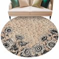 thumbnail image 2 of Round Area Rug 5 Ft, Vintage Sunflower Washable Non-Slip Circle Carpet for Living Room/Bedroom, Farmhouse Country Floral Plant Low-Profile Runner Mats Collection Rugs for Indoor, 2 of 7