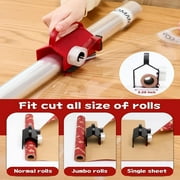 Wiher Wrapping Paper Cutter & Tape Dispenser, Gift Wrap Cutter Tool Dual Use Sliding Design with 4 Tapes & 2 Replacement Blades for Holiday & Birthday Gift Wrapping Paper Roll, 2 Pack(Black Red)