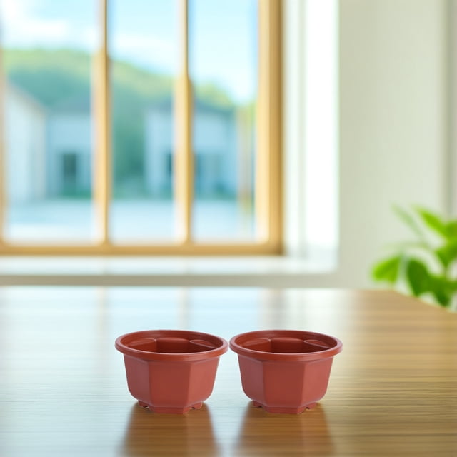 FOMIYES 10Ud Maceta Octagonal Marrón Para Interior Con Drenaje Y Buena Circulación De Aire