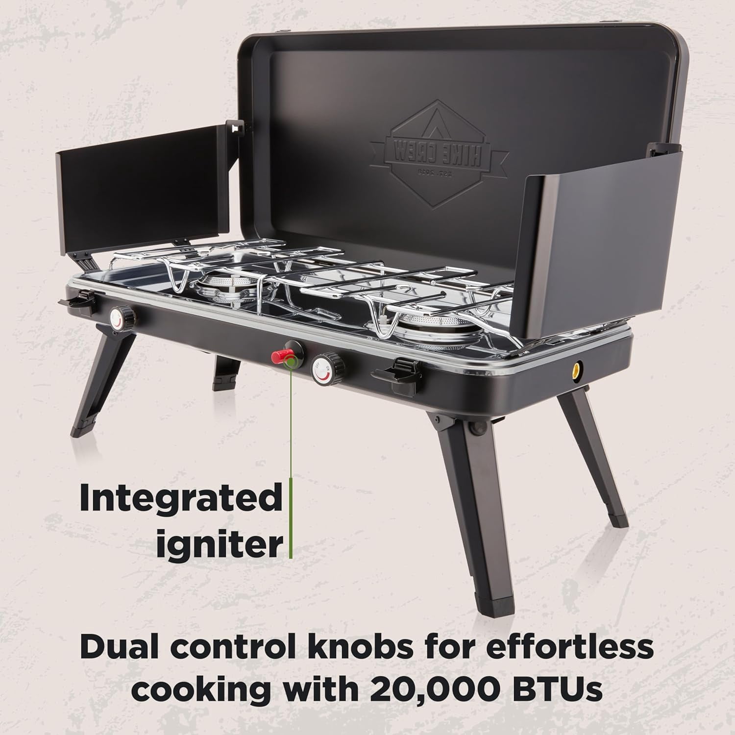 Hike Crew Dual Burner Camp Stove 20,000 BTU Propane Portable Grill with Igniter