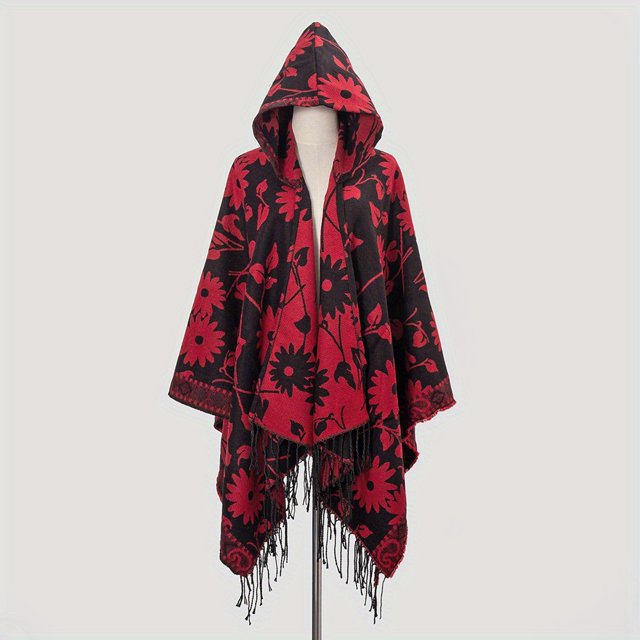 Cozy & Stylish Oversized Geometric Print Blanket Shawl with Tassel Wrap - Perfect for Outdoor Wind Protection!