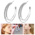 thumbnail image 1 of Boucles d'Oreilles Créoles Creuses en Forme de C avec un Design Incrusté Exquis pour une Déclaration Éblouissante, 1 of 1