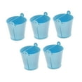 thumbnail image 3 of 5 cubos pequeños de metal para hielo, para pintar, portátiles, con asa, para mesa rústica. Azul, 3 of 8