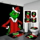 thumbnail image 1 of Cortina de ducha navideña de monstruo de pelo verde, juego de baño, cubierta de inodoro, alfombrilla, cortinas de baño, decoración de baño, 1 of 4