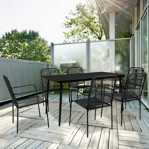 Patio Table And Chair Set 7 Piece Heavy Duty Metal Dining With Rectangle Furniture Conversation Outdoor For Garden Balcony Poolside Backyard Black W16712 Com - How To Shine Black Metal Patio Furniture Patio Table And Chair Set 7 Piece Heavy Duty Metal Dining With Rectangle Furniture Conversation Outdoor For Garden Balcony Poolside Backyard Black W16712 Com - How To Shine Black Metal Patio Furniture