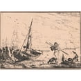 thumbnail image 3 of John Thomas Serres 24x18 Black Modern Framed Museum Art Print Titled - Harbour Scene (1803), 3 of 5