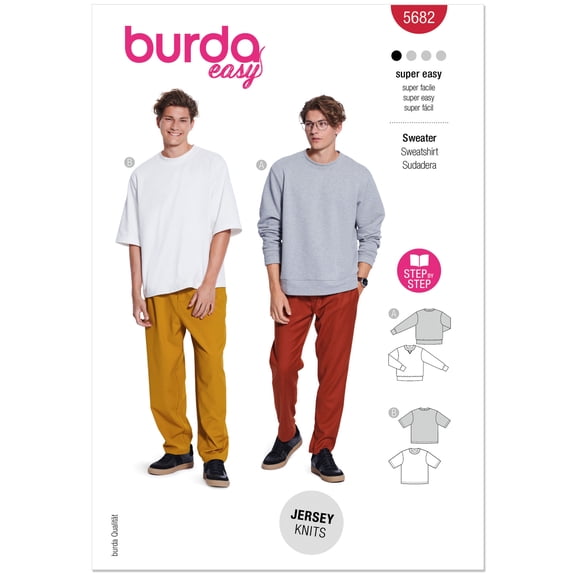 Burda Style Sewing Pattern 5682 -Men's' Sweater and T-shirt, Size: A (36-46)