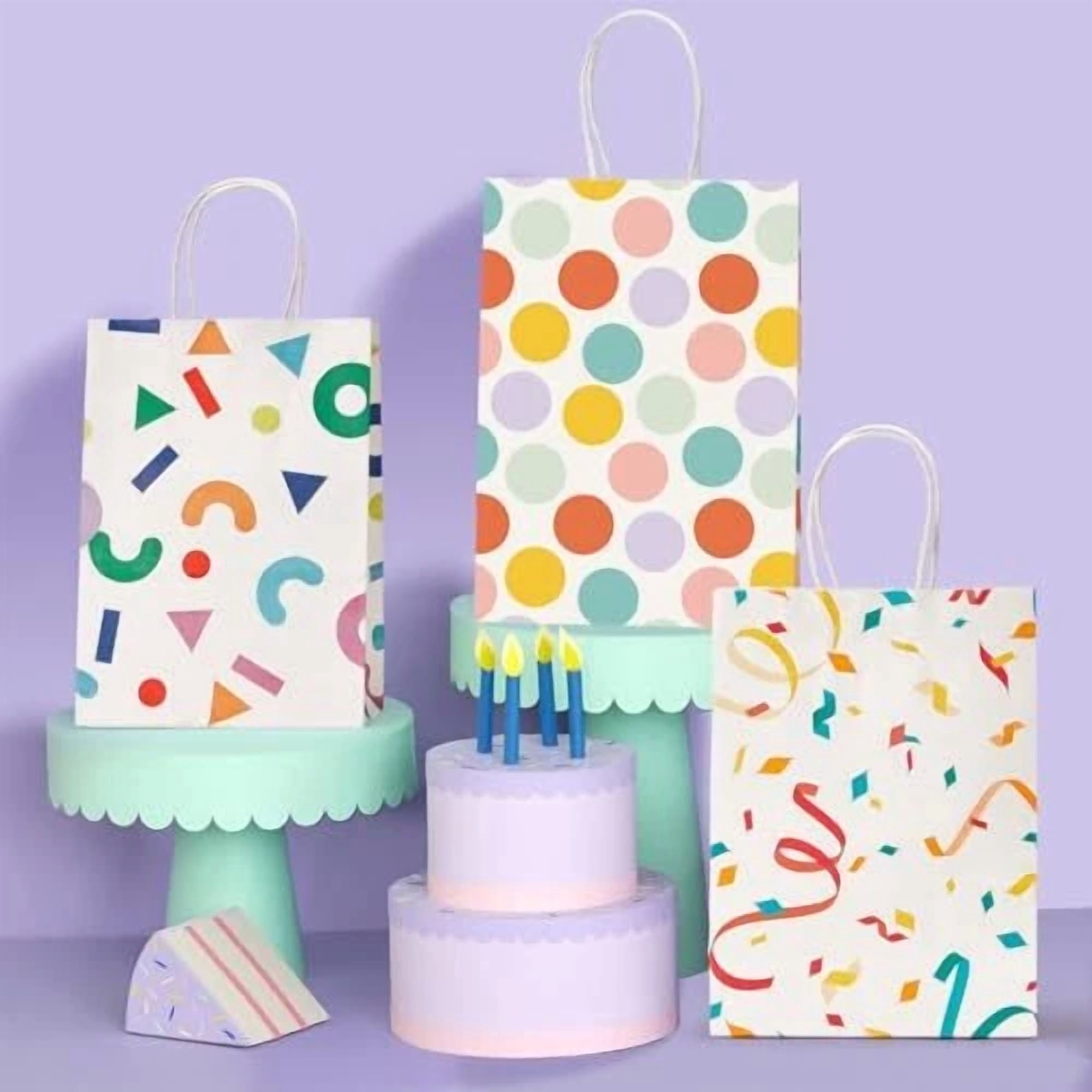 BUTTERFLY- Gift Bags 15 Pcs 5.9X3.1X8.2 Paper Bags With Handles Bulk,Party Polka Dot
