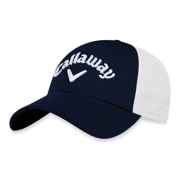 NEW 2018 Women's Callaway Golf Heathered Navy Blue/White Adjustable Hat