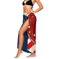 thumbnail image 6 of Frostluinai Women Sheer Sarong High Slit One Size Swimsuit Coverups 4th of July Summer American Flag Print Chiffon Wraps Beach Cover Up, 6 of 9