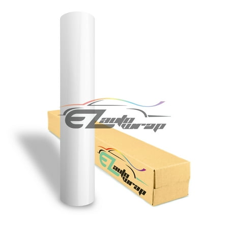 EZAUTOWRAP Gloss White Glossy Car Vinyl Wrap Vehicle Sticker Decal Film Sheet With Air Release