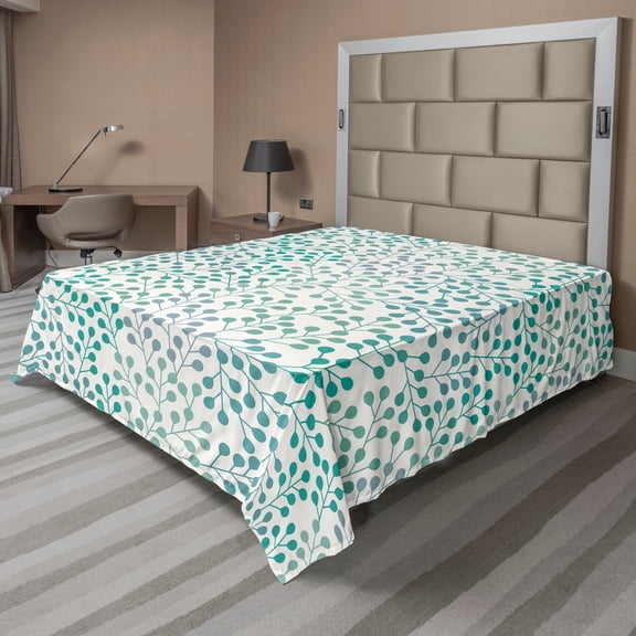 Ambesonne Romantic Flat Sheet, Old Fashion Minimalist, California King, Teal Slate Blue