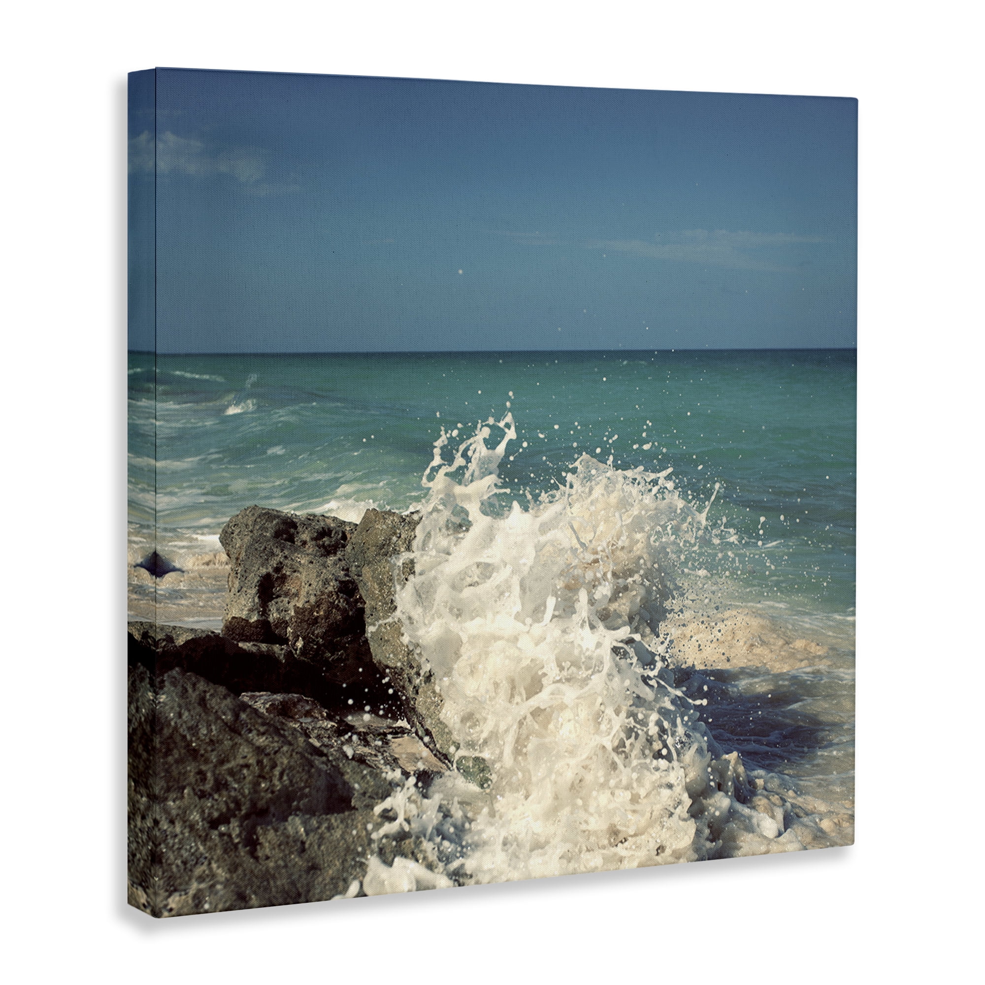 Stupell Industries Splashing Beach Spray Coastal Photography Gallery Wrapped Canvas Art Print Wall Art, 24 x 24