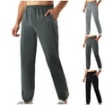 thumbnail image 1 of HVOBTTY Men's Summer Straight Leg Casual Stylish Solid Color Drawstring Elastic Waist Long Pants Gray34, 1 of 4