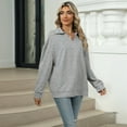 thumbnail image 6 of Female -Shirts Long Sleeve Banded Bottom Tops Business Casual Tops Collared V Neck Blouses Light Grey XL, 6 of 9
