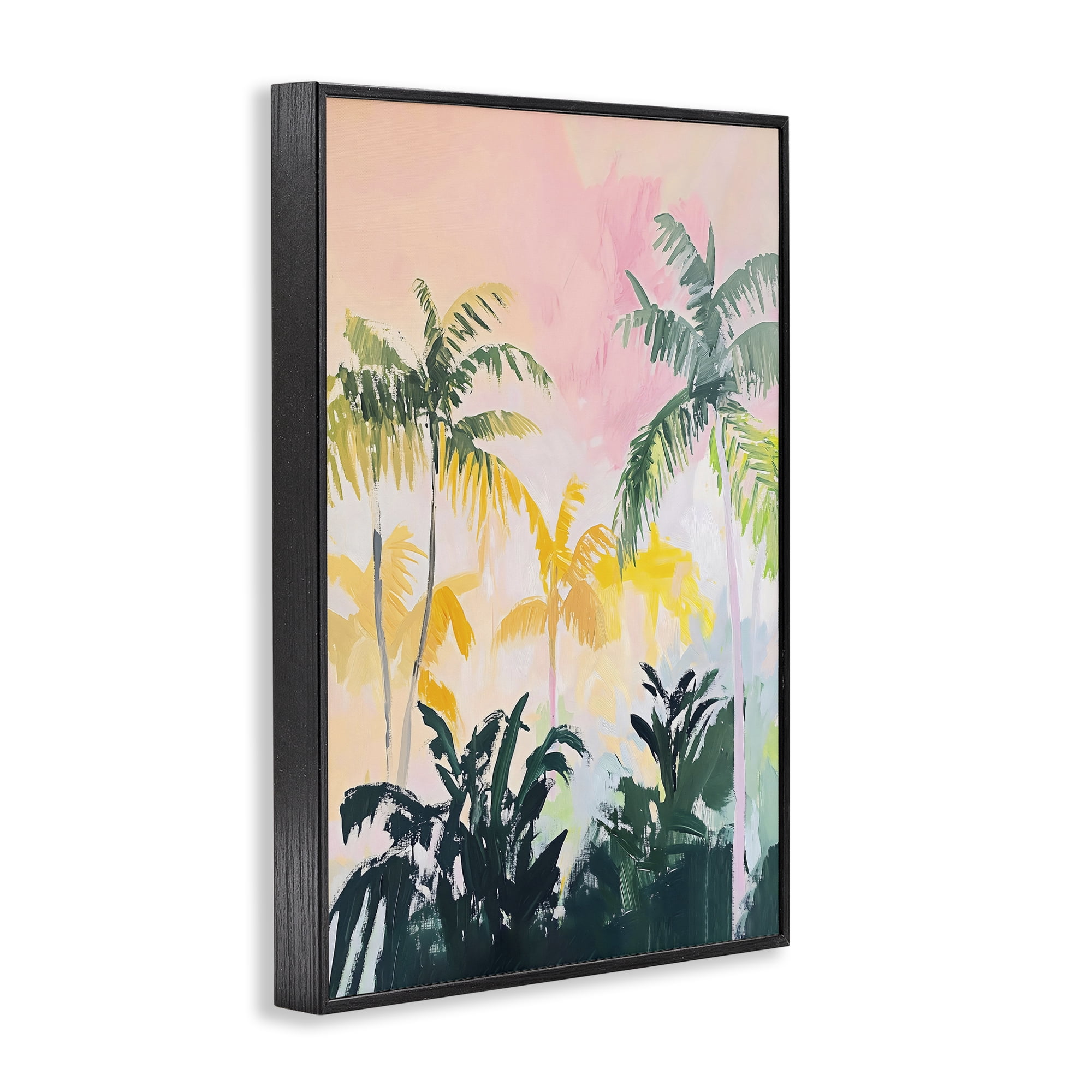 Stupell Industries Pastel Palms in Morning Glow Black Framed Giclee Art, design by The Prints Vibe