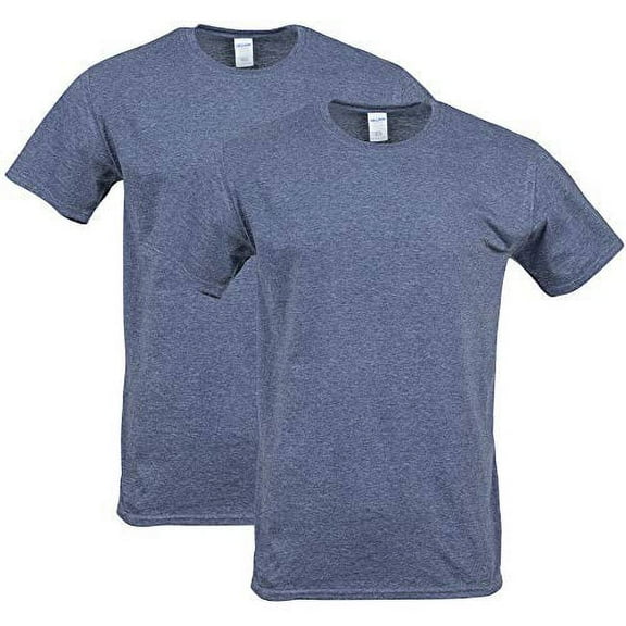 Gildan Men's Softstyle Cotton T-Shirt, Style G64000, 2-Pack, Heather Navy, Medium