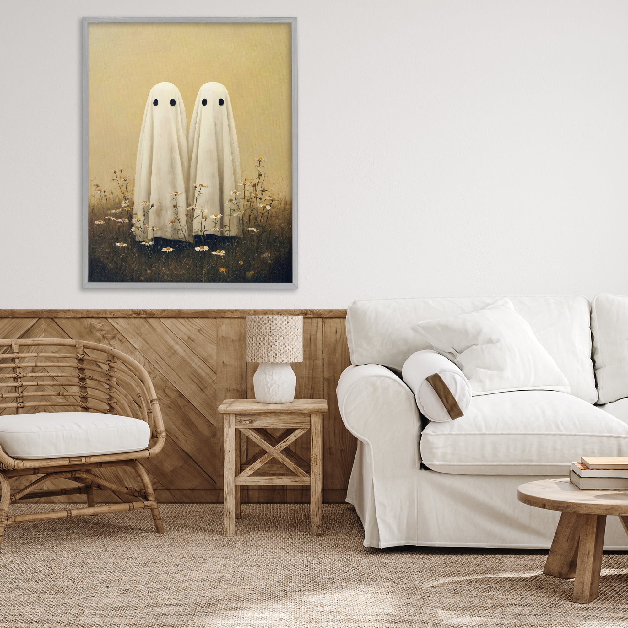 Daisy Ghost Couple Gray Framed Giclee Art, design by Arlington Prints