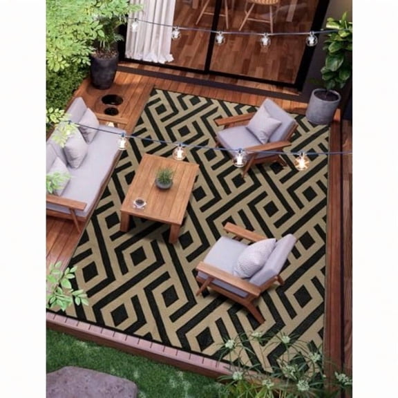 9x12 Outdoor Patio Rug with Carry Bag Waterproof Outdoor Plastic Straw Rug RV Camping Rug Reversible Picnic Mat Outside Carpet for Backyard Campsite Garden Deck Black Beige