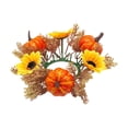 thumbnail image 3 of 9.8in Fall Candle Ring Wreath, Artificial Pumpkin Sunflower Maple Leaf Candle Holder Garland, Halloween Decor,Faux Autumn Harvest Candle Ring, Indoor Tabletop Thanksgiving Farmhouse Centerpiece Decor, 3 of 7