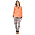 thumbnail image 1 of Ashford & Brooks Women's Cotton Henley with Sweater Fleece Pants Pajama Set - Coral Grey - Large, 1 of 3