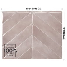 Smart Tiles Peel and Stick Backsplash, 5 Adhesive Tiles, Chevron Pink, 11.43"x9"