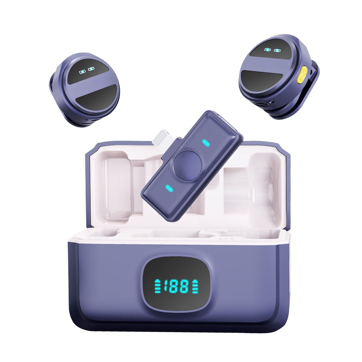Wireless Lavalier Microphone Clip On Phone TikTok Video Recording Live Streaming With Charging Case Magnetic Smart Noise Reduction
