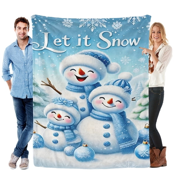 Three Cute Little Snowman Pattern Flannel Blankets Warm Soft Lightweight Suitable For Sofa Travel Camping Living Room Office Couch Chair And Bed All Year Round!