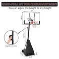 thumbnail image 3 of Basketball Hoop & Adjustable Basketball Stand - 5.2-10ft Height Range, 47" Shatterproof Backboard, Quick Crank System, Portable Base with Wheels for Indoor/Outdoor Use (Black, HM-027S Model), 3 of 8