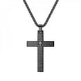 thumbnail image 1 of Monfince Personality Cross Scripture Pendant Exquisite Titanium Steel Verses Word Necklace Best Gift For Lovers Relatives Friend, 1 of 5