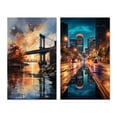 thumbnail image 2 of Designart "Bronx Bridge in New York" New York Wall Art Set Of 2 - Peach Cityscapes Canvas Set For Living Room Decor, 2 of 7