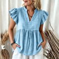 thumbnail image 2 of Msgweeeg Blouse for Women Short Sleeve V Neck Womens Dressy Tops Solid Color Loose Fit Trendy Summer Shirts for Women for Travel and Vacation, 2 of 7