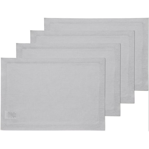 Linen Placemats Soft Grey – 100% Pure Linen Fabric Placemats 14 x 19 Inch – Fete, Handcrafted from European Flax – Machine Washable Table Placemats