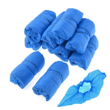 Unique Bargains 50 Pair Stretchy Band Portable Nylon Water Resistant Shoes Cover Dark Blue