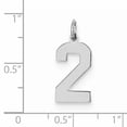 thumbnail image 2 of Sterling Silver Silver/Rhodium-Plated Polished Number 2 Charm (21 X 8) Made In United States qms02, 2 of 2