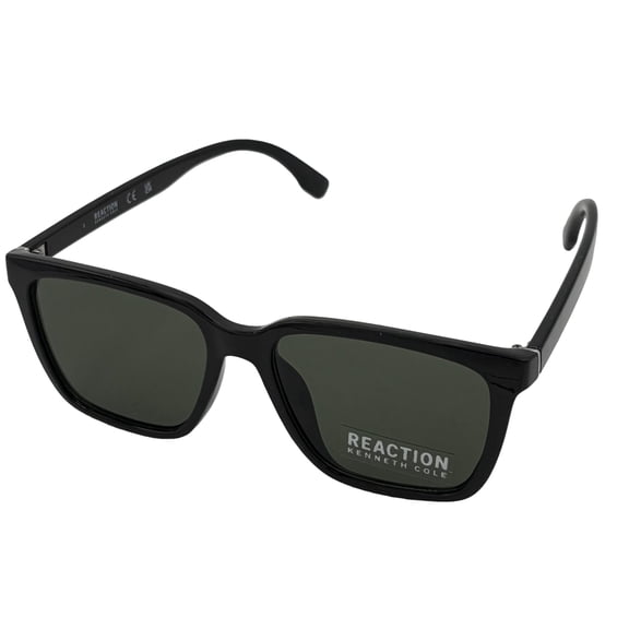 Kenneth Cole Reaction Mens Shiny Black Sunglass Soft Square Plastic KC1434. 1N