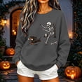 thumbnail image 2 of WEIWEN Dog Mama Sweatshirt for Women Funny Skeleton Chasing Dachshund Print Crewneck Long Sleeve Halloween Outfits for Women Going Out Tops Fall Sweaters Women's Clothing S, 2 of 4