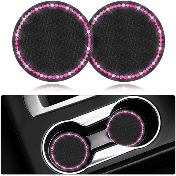 Car Coasters, 2 Pack PVC Car Cup Auto Holder Insert Coaster - Anti Slip Universal Vehicle Interior Accessories Cup Mats For Car